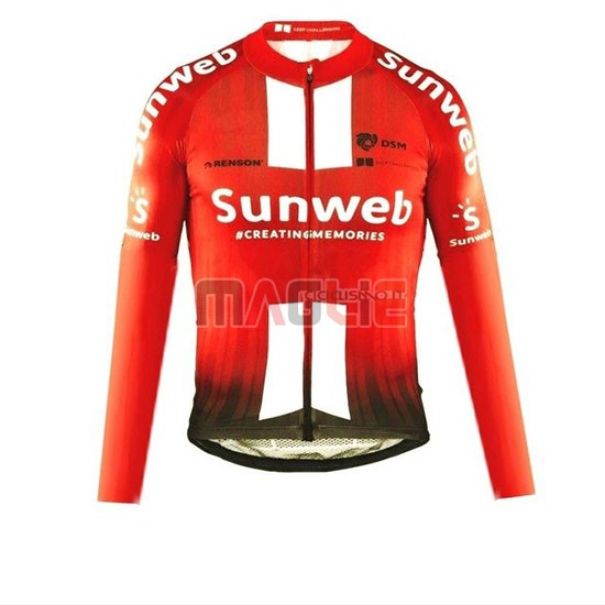 Maglia Sunweb Manica Lunga 2019 Arancione Bianco